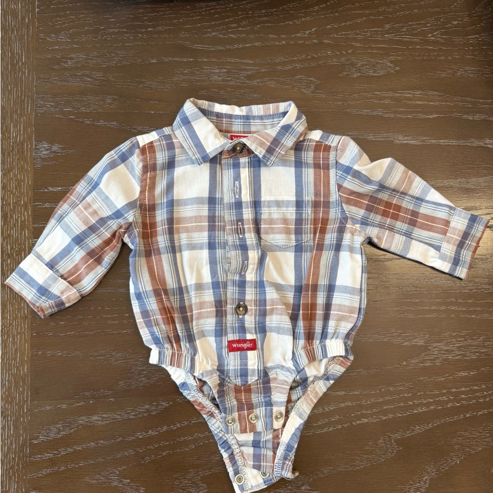 Wrangler baby boy Plaid Onesie